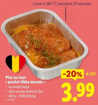 Offre: Plat au four « poulet tikka masala »