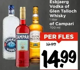 Aanbieding: Esbjaerg Vodka or Glen Talloch Whisky or Campari