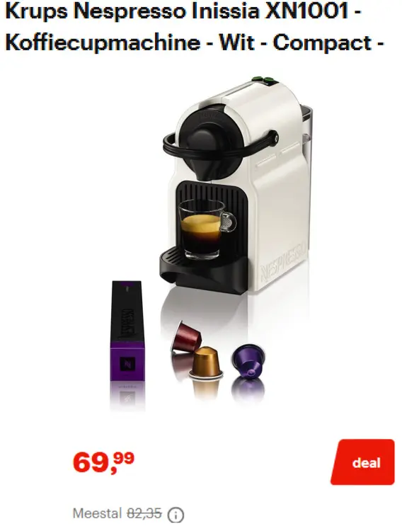 Promotie: Nespresso Inissia XN1001 - Koffiecupmachine -