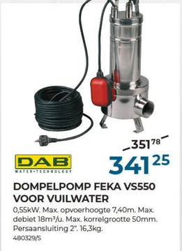 Aanbieding: DOMPELPOMP FEKA VS550 VOOR VUILWATER