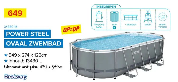 Promotie: Bestway Levant Opzetzwembad - 549x274x122cm - Ovaal