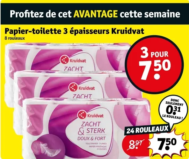 Offre: Papier-toilette 3 épaisseurs