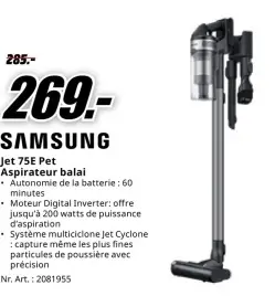 Offre: Jet 75E Pet Aspirateur balai