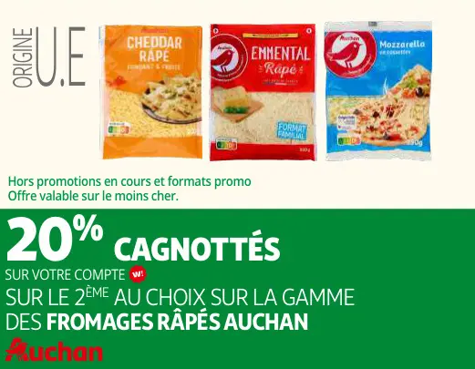 Promotie: Fromages râpés Auchan