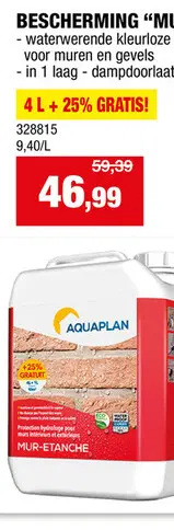 Promotie: Aquaplan muur-dicht 4l + 25% transparant