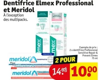 Offre: Dentifrice Elmex Professional et Meridol