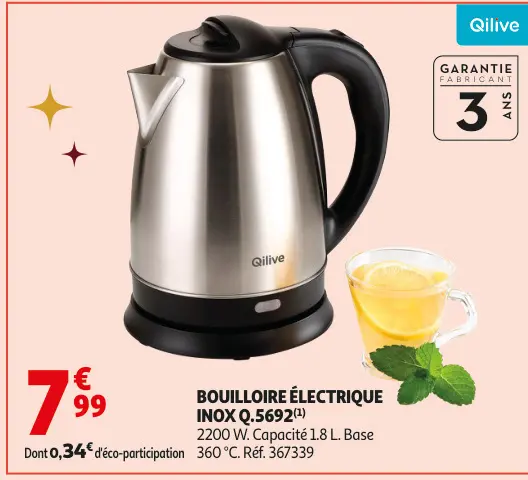 Offre: Bouilloire électrique inox q.5692