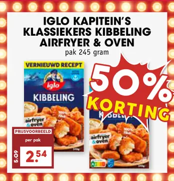 Aanbieding: Iglo kapitein's klassiekers kibbeling airfryer & oven