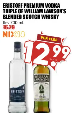Aanbieding: Premium vodka triple of blended scotch whisky