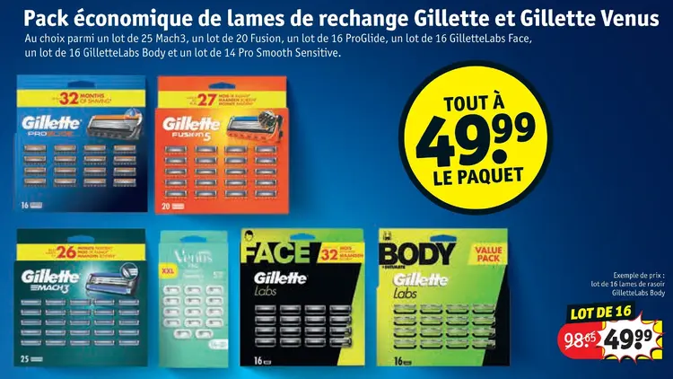 Offre: Pack économique de lames de rechange Gillette et Gillette Venus
