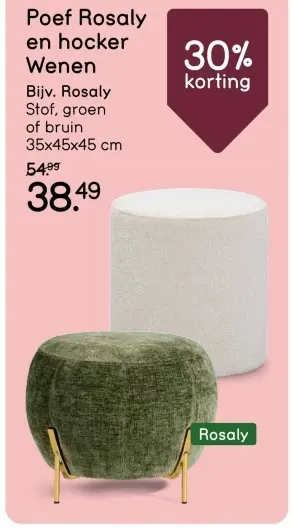 Aanbieding: Poef Rosaly en hocker Wenen