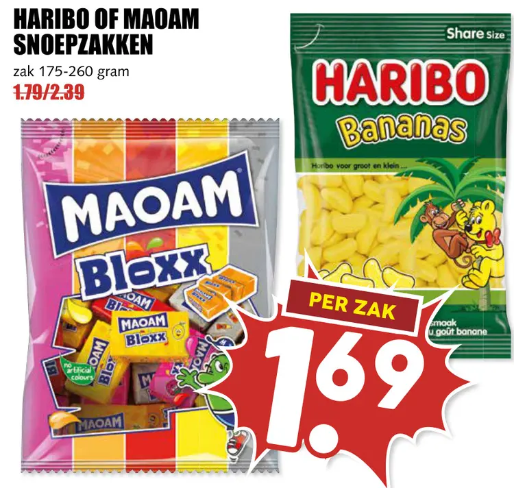 Aanbieding: Haribo of Maoam snoepzakken