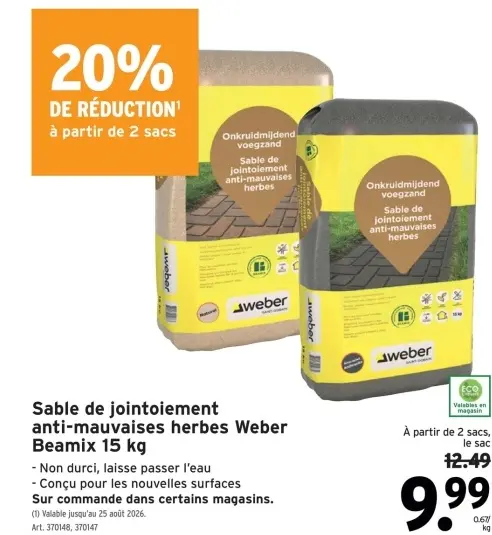 Offre: Sable de jointoiement anti-mauvaises herbes Weber Beamix