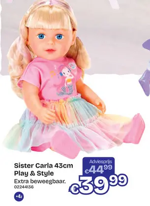 Aanbieding: Sister Carla 43cm Play & Style extra beweegbaar