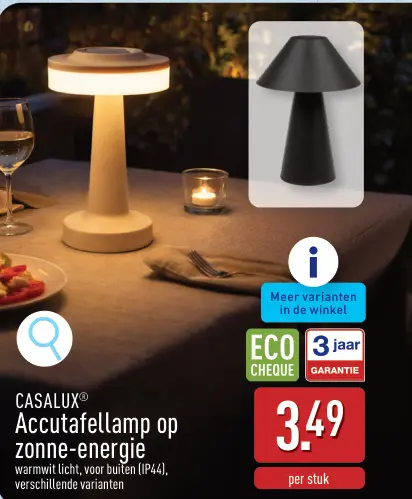 Promotie: Accutafellamp op zonne-energie