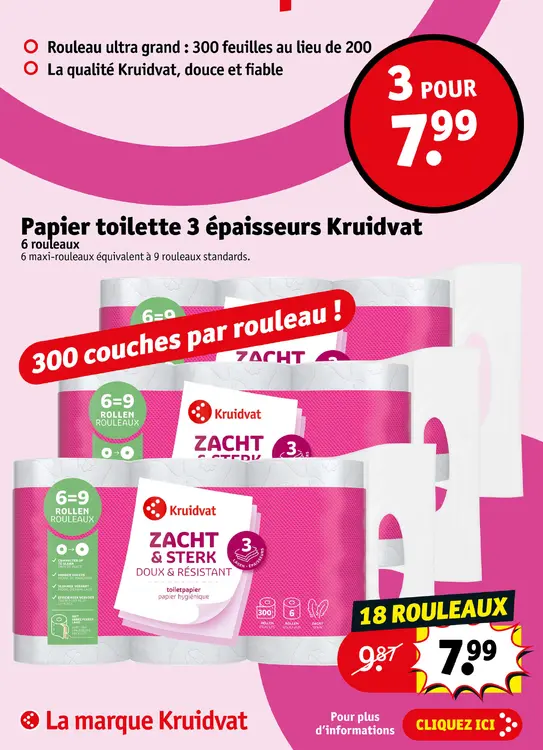 Offre: Papier toilette 3 épaisseurs