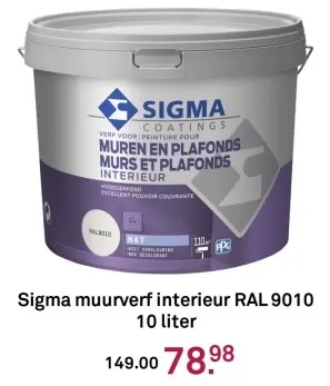 Aanbieding: muurverf interieur RAL 9010