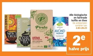 Aanbieding: Alle biologische en fairtrade koffie en thee