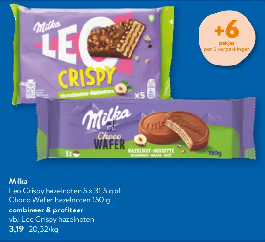 Promotie: Leo Crispy hazelnoten of Choco Wafer hazelnoten