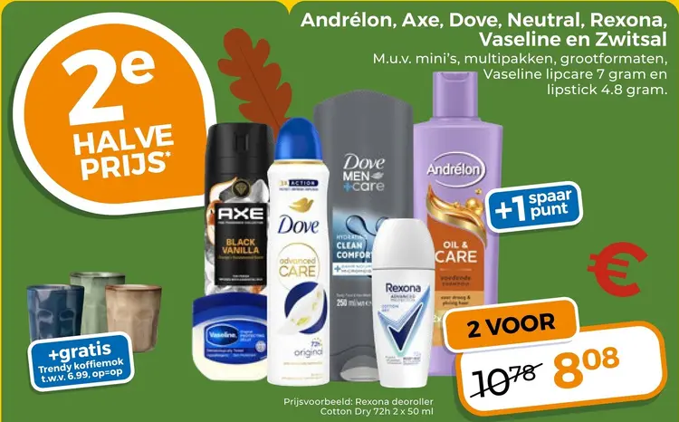 Aanbieding: Deodorant, douchegel, shampoo, bodylotion of lipverzorging