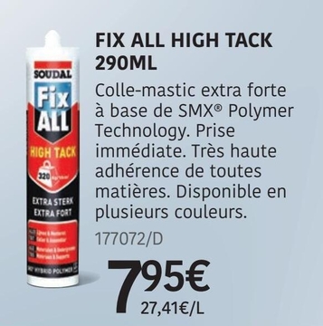Offre: FIX ALL HIGH TACK 290ML