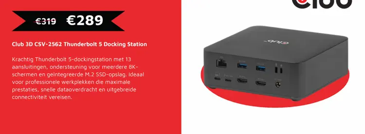 Aanbieding: Club 3D CSV-2562 Thunderbolt 5 Docking Station