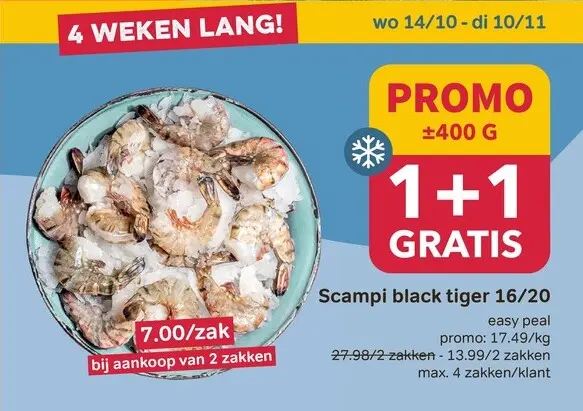 Promotie: Scampi black tiger 16/20