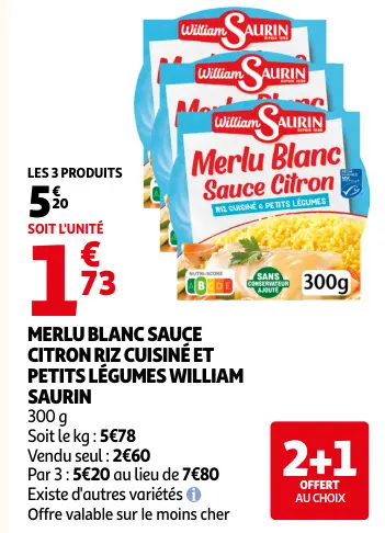 Promotie: Merlu Blanc Sauce Citron Riz Cuisiné 