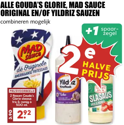 Aanbieding: Gouda's glorie, mad sauce original en/of yildriz sauzen