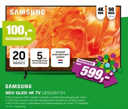 Aanbieding: Samsung 50" Neo QLED 4K QN73H Mini LED (2026)