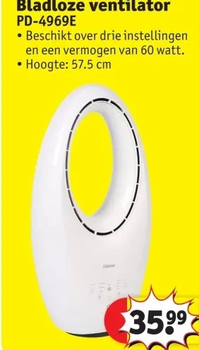 Promotie: Bladloze ventilator PD-4969E