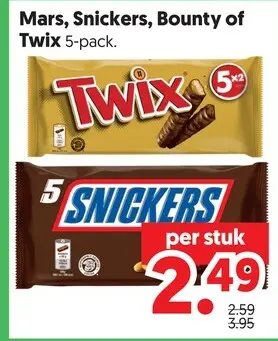 Aanbieding: Mars, Snickers, Bounty of Twix