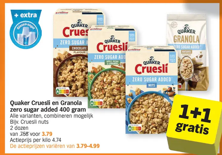 Offre: Cruesli en Granola zero sugar added