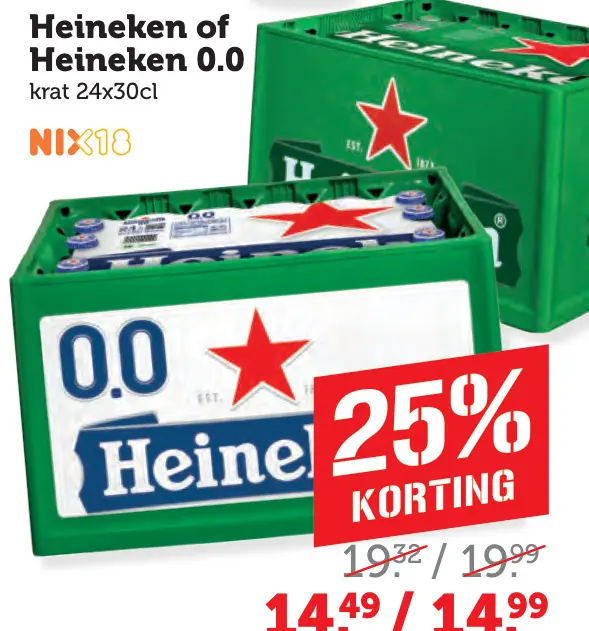 Aanbieding: Heineken of Heineken 0.0