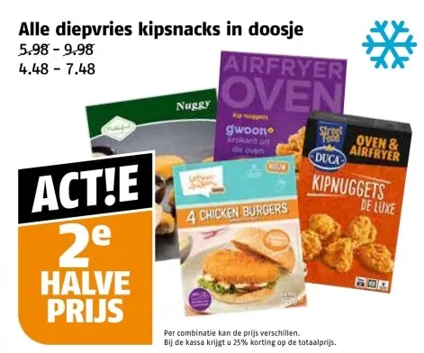 Aanbieding: Alle diepvries kipsnacks in doosje