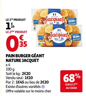 Promotie: Pain burger géant nature