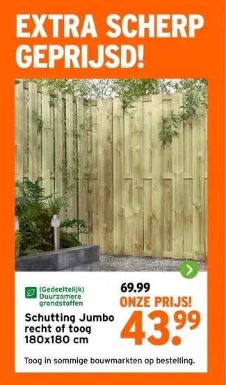 Aanbieding: Schutting Jumbo recht of toog 180x180 cm
