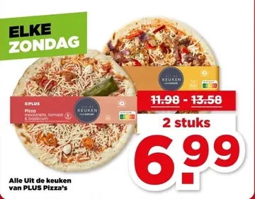 Aanbieding: Pizza mozzarella, tomaat & basilicum