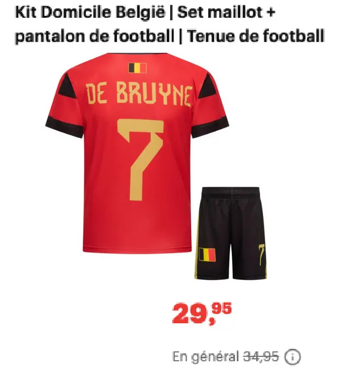 Offre: Kit Domicile België | Set maillot + pantalon 