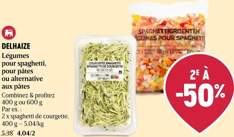 Offre: Delhaize Légumes pour spaghetti, pour pâtes ou alternative aux pâtes