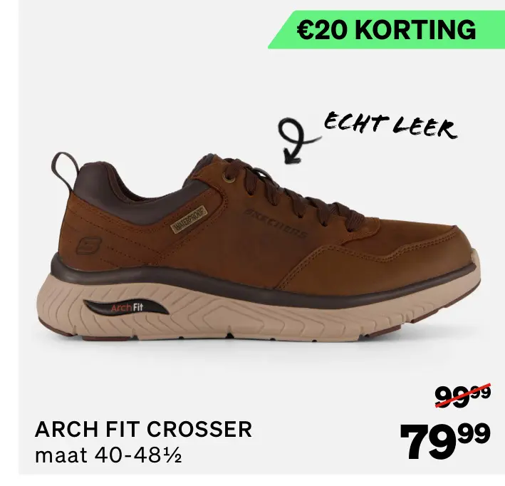 Aanbieding: Skechers Arch Fit Crosser Sneakers bruin Leer