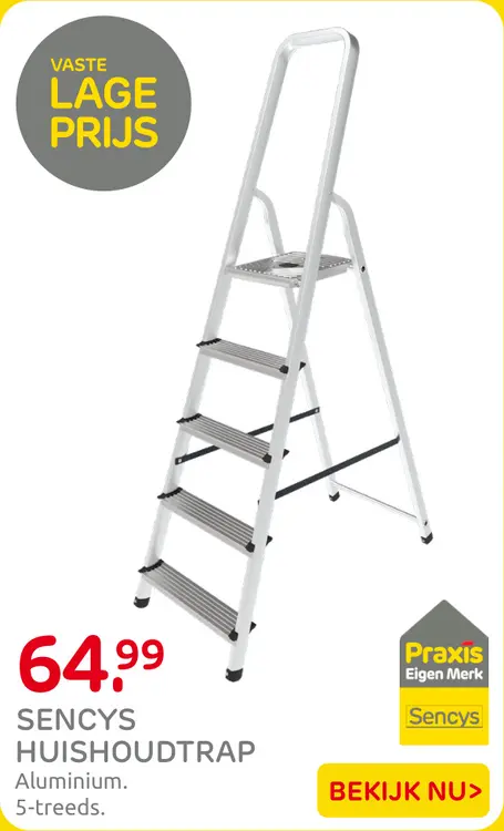 Aanbieding: Huishoudtrap Aluminium 5-treeds