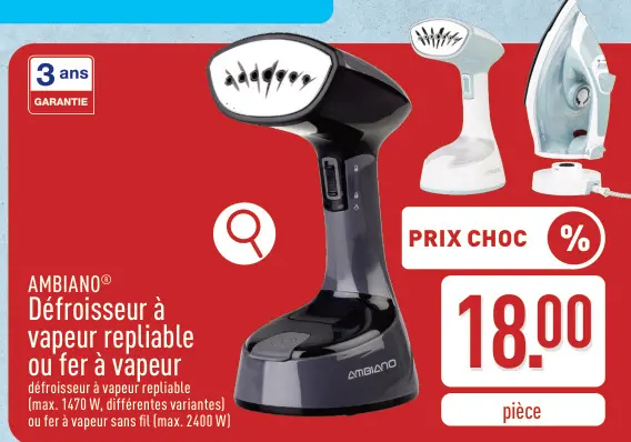 Offre: Défroisseur à vapeur repliable ou fer à vapeur