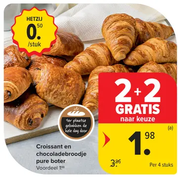 Aanbieding: Croissant en chocoladebroodje pure boter