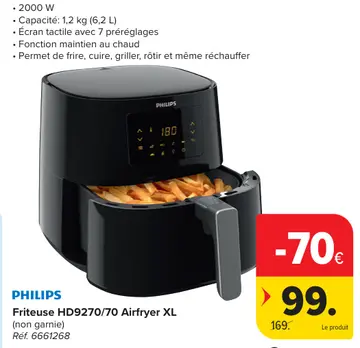 Offre: Friteuse HD9270/70 Airfryer XL