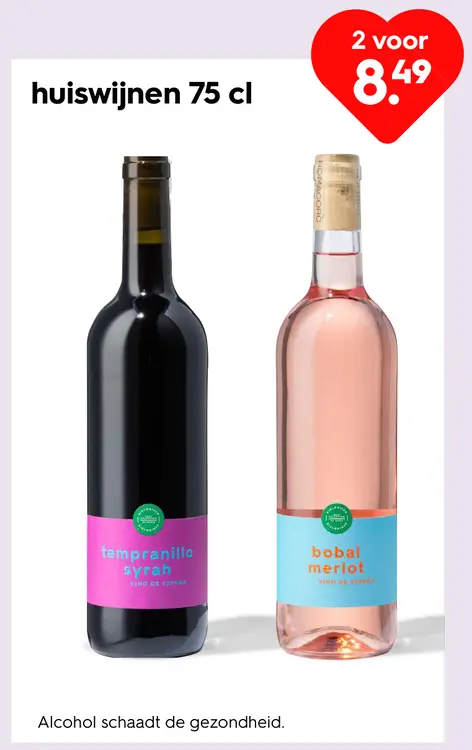 Promotie: Huiswijnen 75 cl