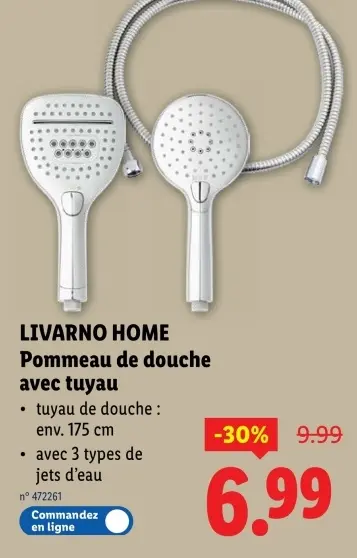 Offre: Pommeau de douche avec tuyau