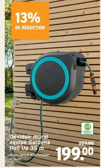 Offre: Dévidoir mural équipé Gardena Roll Up