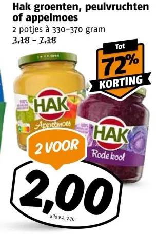Aanbieding: Hak groenten, peulvruchten of appelmoes