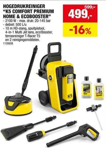 Promotie: Karcher K5 Comfort Premium Home hogedrukreiniger 2100W met Ecobooster